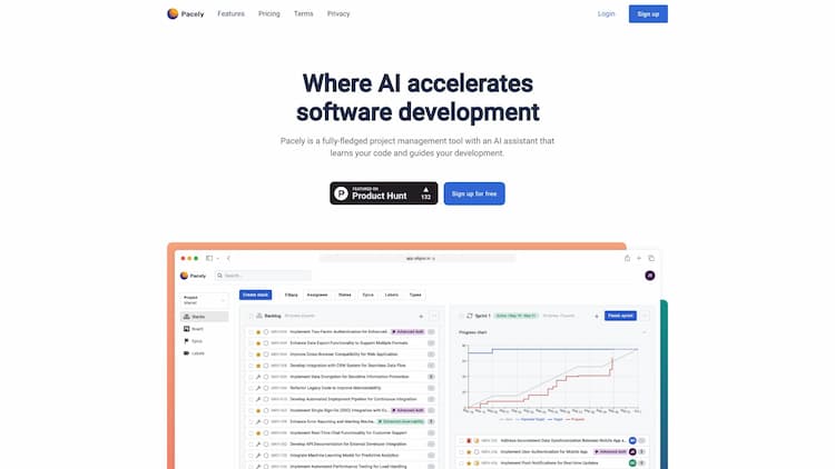Pacely Project Management Pacely is a fully-fledged project management tool with an AI assistant that learns your code and saves your team hours in communication, documentation, and development.