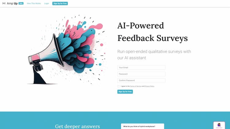 AmpUp Open-ended qualitative surveys powered by AI.
