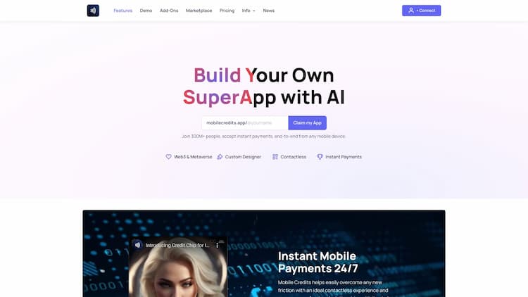 Credit Chip With a decentralized automated payment processor powered by AI, Mobile Credits ensures safe and fast money transfers across the world in real time, 24/7.