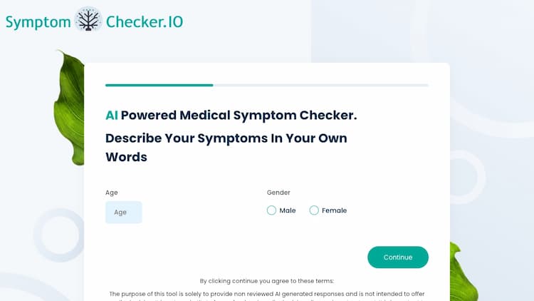 SymptomChecker.io Let AI evaluate your symptoms and help you understand your health concerns. Describe your symptoms in your own words.