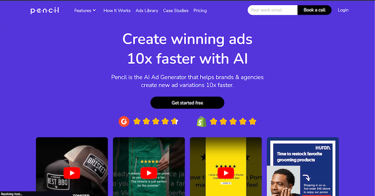 Pencil Utilize the power of AI to generate high-performing advertisements in a fraction of the time.