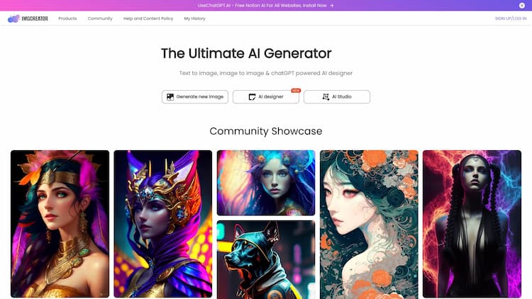 imgcreator ai ImgCreator AI image generator supports more than 100+ text to image models, ai photo generator, controlNet etc. Try best AI picture generator for free