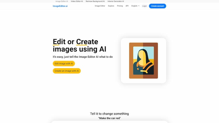 Image Editor AI Image Editor AI: Edit image using AI or make images using AI, just tell the AI what to do.