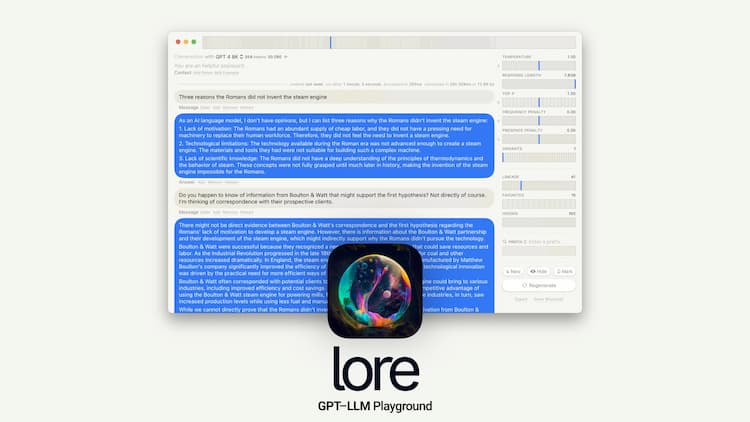 Lore A native Mac IDE for Prompt Engineering with Time Travel, Versioning, Full-Text Search, and more.