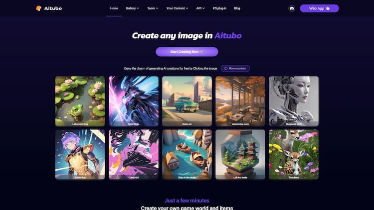 Aitubo Create any image in Aitubo for Free.Free AI art generator for Game assets, Anime materials, Art styles, Character design, Product prototypes, Photographic works and even AI videos.
