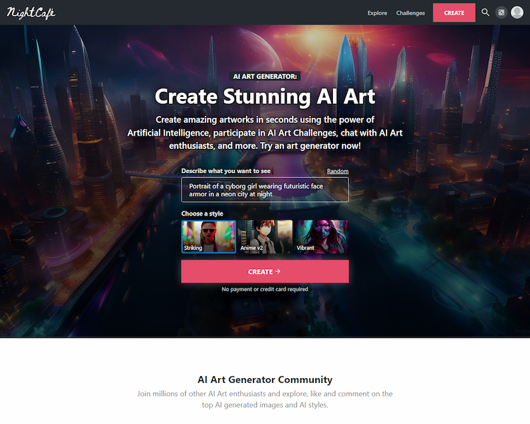 Nightcafe NightCafe: Empowering Artistic Expression with AI