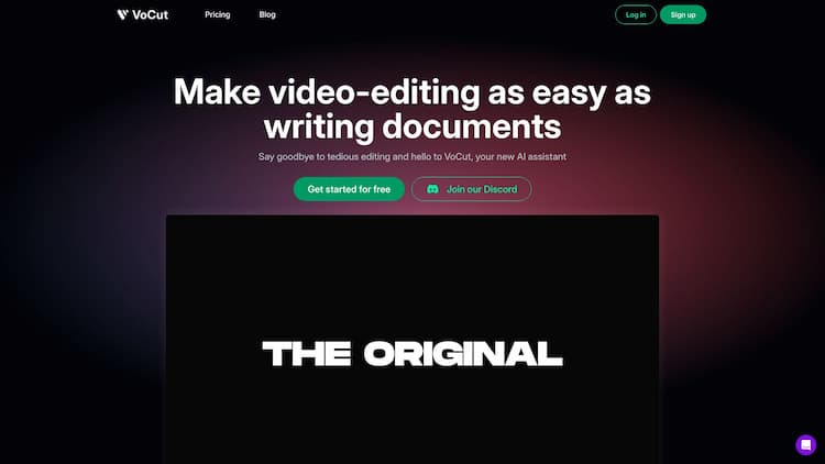 Vocut VoCut is an AI-powered video editing assistant that makes editing as easy as writing. Save hours of tedious work with instant alignment, auto voice fitting to fix errors, rough cut generation, and more. Create stunning videos without the complexity.