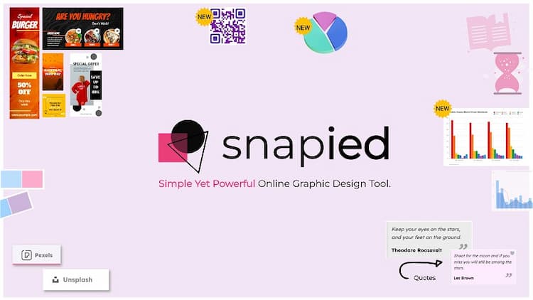 Snapied: Create stunning graphics without graphic design skills Full-feature design suite makes it easy for anyone to create a great graphic design for any purpose