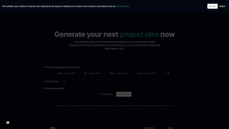 What should I build next? What should I build next? is a free tool that generates random development project ideas based on your preferences. Use it to kickstart your next hackathon project or find inspiration for your next side project.