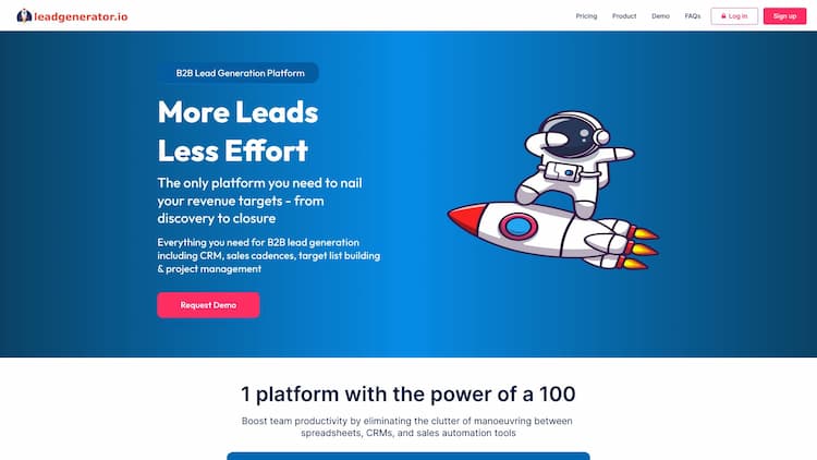 Leadgenerator.io Everything you need for B2B lead generation including CRM, sales cadences, target list building & project management