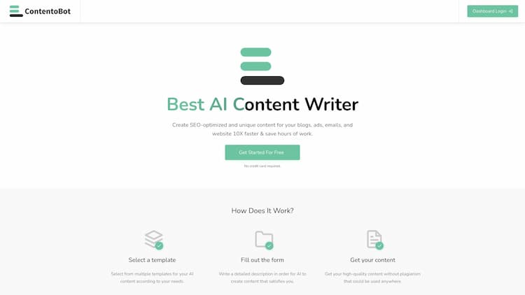 ContentoBot Need some high-quality content? Generate it with ContentoBot - an AI tool that lets you create unique copies in an easy way.