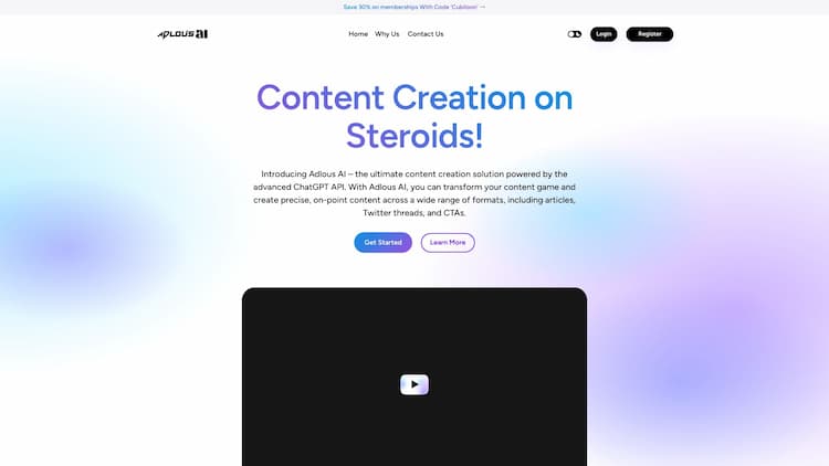 Adlous AI Introducing Adlous AI – the ultimate content creation solution powered by the advanced ChatGPT API. Transform your content game and create precise, on-point content across a wide range of formats, including articles, Twitter threads, and CTAs.