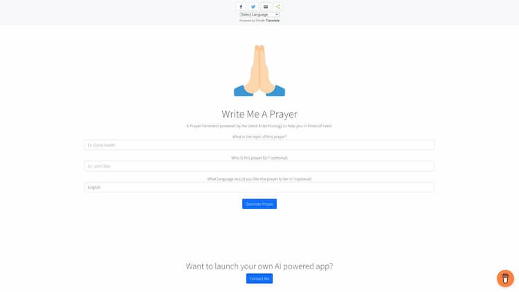 Write Me A Prayer - AI Prayer Generator An Prayer Generator powered by the latest AI technology to help you in times of need.