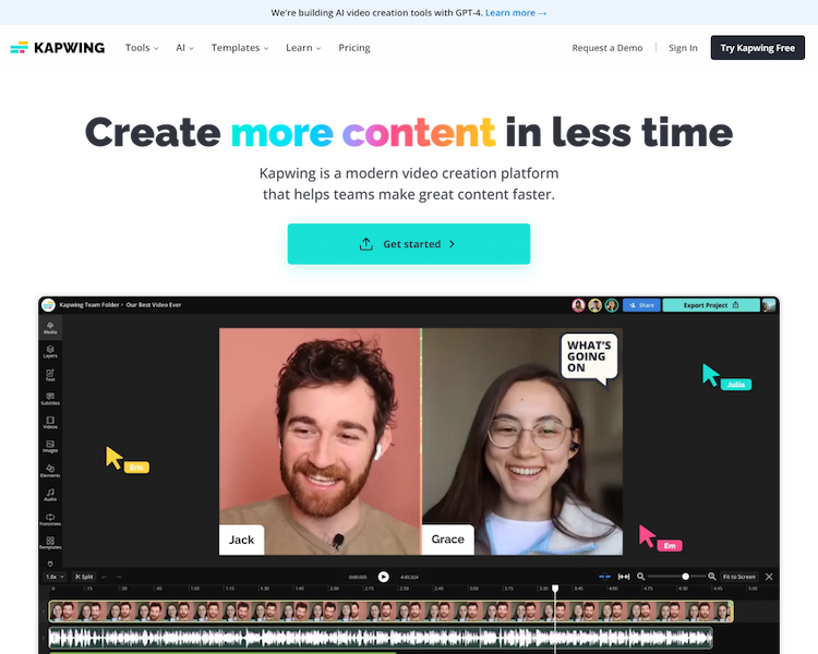 Kapwing Kapwing: The Ultimate Online Content Creation Platform with AI Video Editing Tools