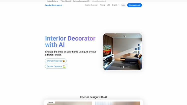 Interior Decorator AI Interior Decorator AI: Generate interior design ideas and exterior design ideas with AI.