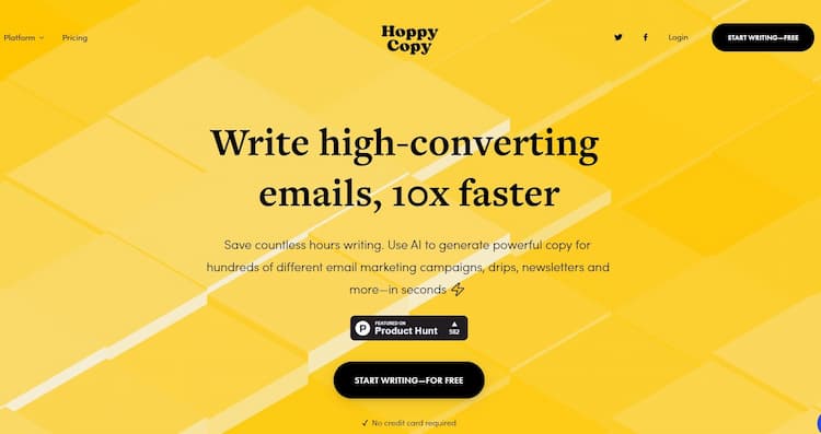 HoppyCopy Generate AI-generated copy to create high-converting emails in a fast and efficient manner.