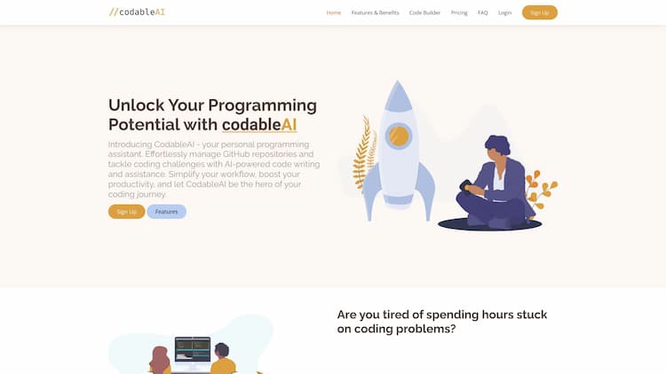 CoableAI - Code Writing & Debugging Discover the future of coding with CodableAI, an AI-driven platform designed to simplify debugging, optimize algorithms, enhance collaboration, and improve overall coding efficiency. Sign up for our private beta and revolutionize your coding experience today!