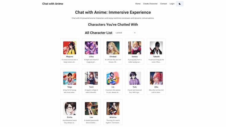Chat With Anime Real-time Voiceovers: Especially in Japanese, hear the characters speak back to you with authentic voiceovers. Dynamic Conversations: Start with a unique greeting from each character that captures their essence and personality.