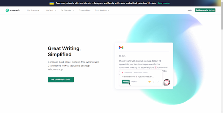 Grammarly The new AI-driven application from Grammarly offers suggestions as well.