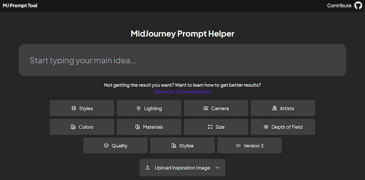 MidJourney Prompt Helper Explore styles & complex prompts, visually.