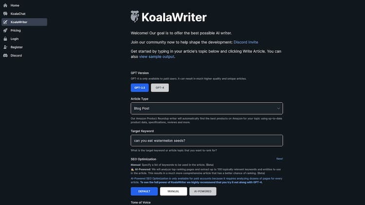 KoalaWriter Koala provides KoalaWriter and KoalaChat, the best AI writer and chatbot