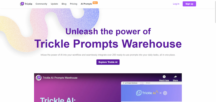 Trickle AI: Prompts Warehouse Enhance your workflow with the integration of artificial intelligence, effortlessly incorporating a collection of over 200 pre-designed prompts into your everyday tasks. This consolidated platform streamlines your thought process, enabling you to accomplish more in a shorter span of time.