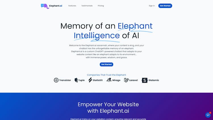 Elephant.ai Elephant.ai | Custom ChatGPT For Your Site