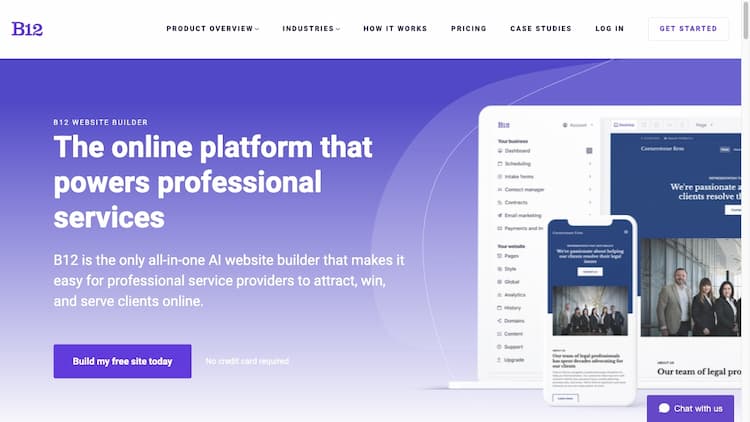 B12.io B12’s website builder is the all-in-one platform for professional services. Attract leads, win business, & serve clients online. Build your free site today.