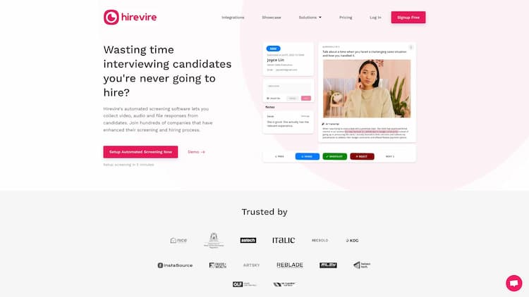 Hirevire Setup more interviews faster - replace time consuming phone screenings with one way video interviews and save valuable recruiter time.