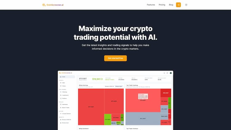 CoinScreener CoinScreener provides a comprehensive suite of tools and resources to assist traders in maximizing their potential tradings with AI technology.