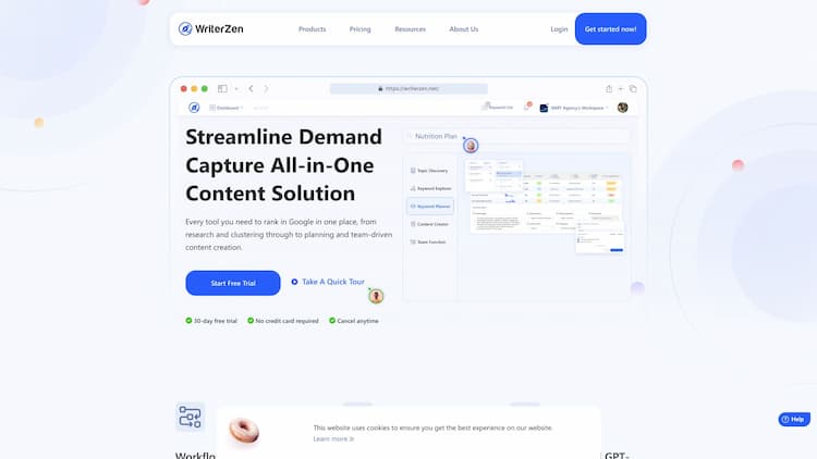 WriterZen Boost your SEO content production with WriterZen - the simplified workflow solution from 
keyword research to content writing, designed for all SEO levels.