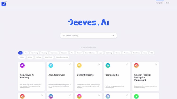 Jeeves.Ai Meet jeeves.ai🤖—your AI writing assistant on-the-go! With 150+ templates (and counting), jeeves.ai crafts content for any occasion. No credits, no limits—just one flat fee for unlimited writing magic✨. Unleash your creativity with jeeves.ai on mobile📱!
