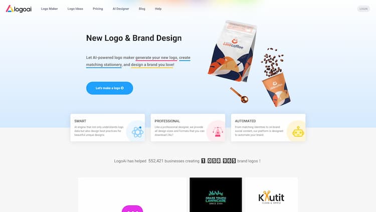 LogoAI Let AI-powered logo maker generate your new logo, create matching stationery, and design a brand you love.
