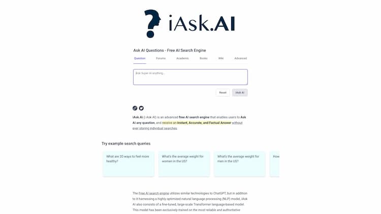 iAsk Ai Generative Ai Search Engine Ask AI Questions · Free AI Search Engine - iAsk.Ai is a Free ChatGPT Like Answer Engine, Enabling Users to Ask ChatGPT AI Any Question (iAsk)