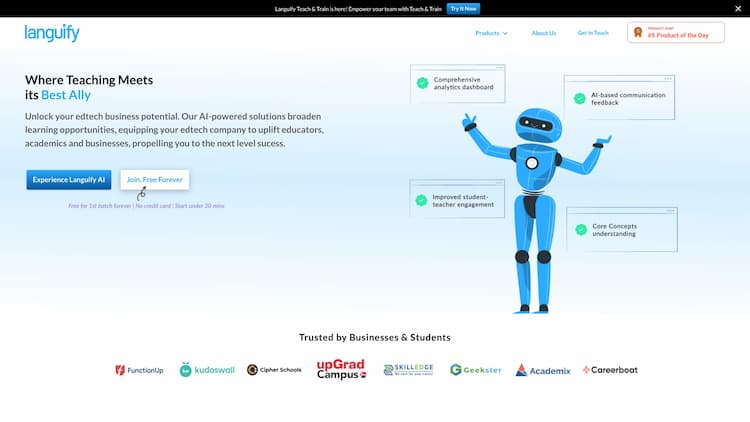 Languify With our innovative AI learning companion, students can engage in 1-on-1 educational interactions just like talking to Siri or Alexa. The AI provides tailored assistance, explanations, and resources to enhance learning, all through conversations.