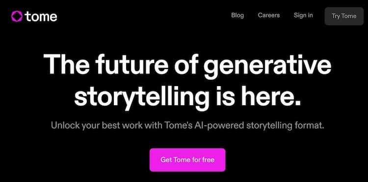 Tome Experience the power of AI-driven generative storytelling from Tome to unleash your finest creative output.
