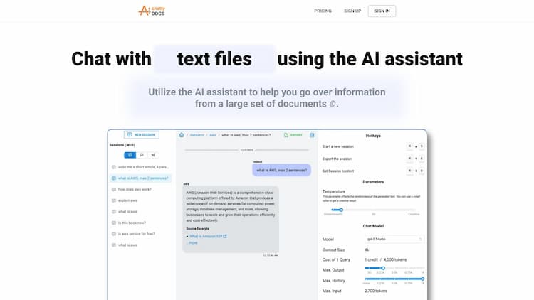 ChattyDocs Chat with your documents, PDFs, files, or websites using AI assistant, manage datasets, talk with your data using Telegram, and more.