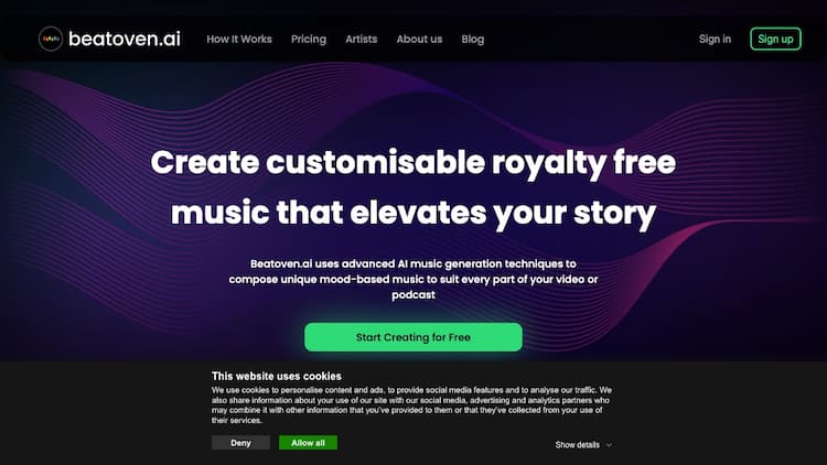 Beatoven.ai Create royalty-free, background music with the power of AI. Recommended for videos, podcasts & games. Try now!
