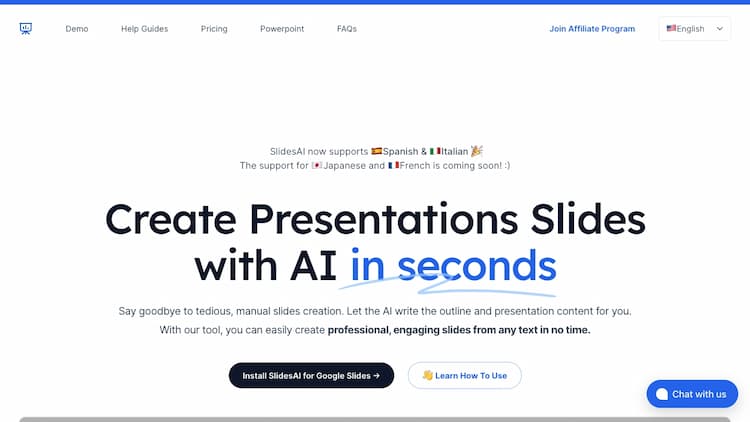 SlidesAI SlidesAI is an AI-Powered Text To Presentation Tool that summarizes and creates presentation slides from any piece of text.