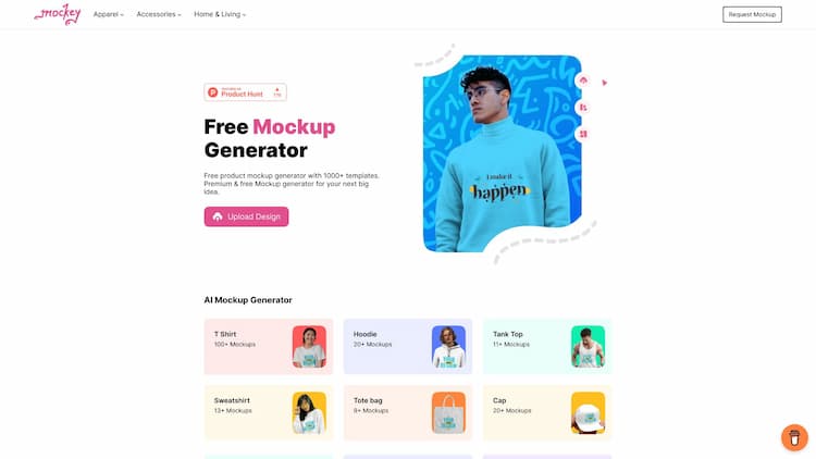 Mockey AI The best free mockup generator: Create 1000+ high-quality product mockups with a free online AI mockup generator.