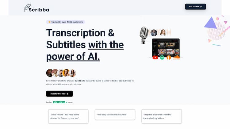 Scribba AI Scribba - Transcription & Subtitles with the power of AI. Use the power of AI to transcribe your videos and get subtitles.