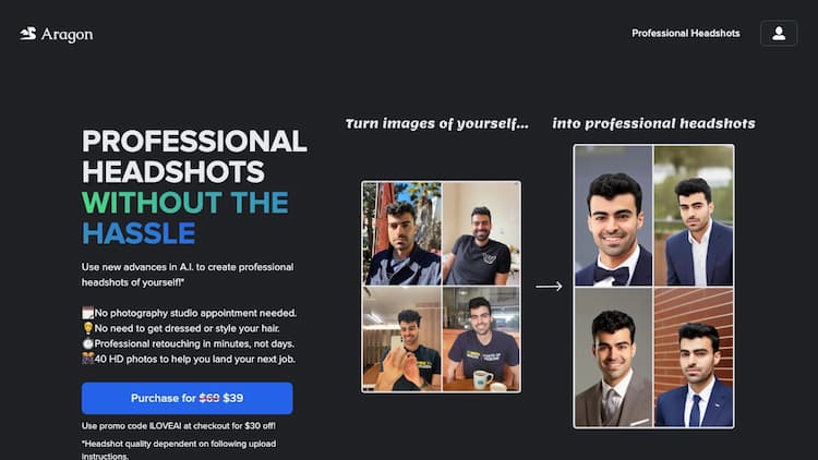 Aragon AI Professional photos to make you look your best