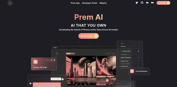 Prem This product description is about an AI infrastructure tool that aims to speed up the creation and acceptance of open-source AI models that prioritize privacy.