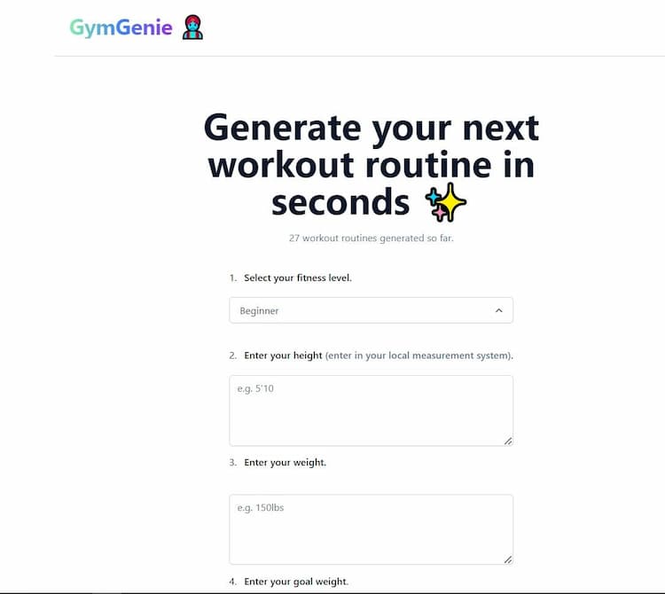 GymGenie Customize your workout routines to align with your specific fitness goals at the gym.