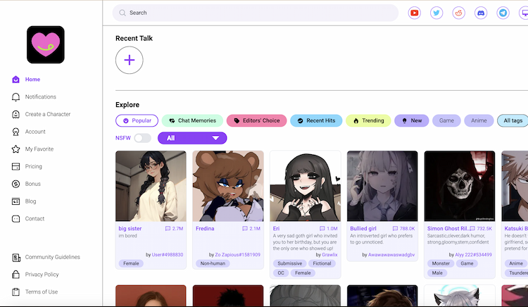 CrushOn.AI Dive into NSFW Character AI chats without filters. Experience genuine, unrestricted NSFW AI interactions with AI characters.