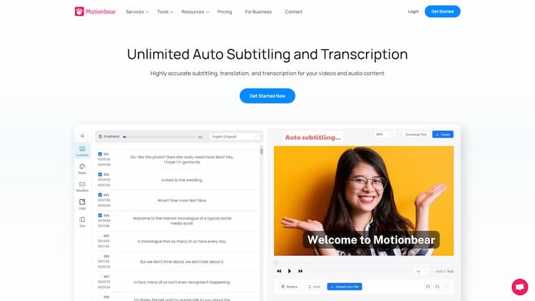 Motionbear Affordable subtitling, translation, and transcription for your videos and audio content