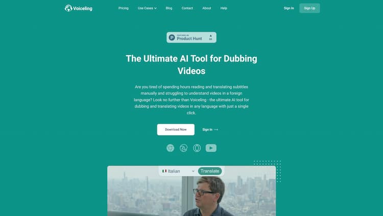 Voiceling Voiceling is an AI-driven Chrome Extension that enables YouTube dubbing and translation to videos. Enjoy videos in 30+ languages with realistic voiceovers, gender recognition, multi-speaker detection, and background noise conservation.
