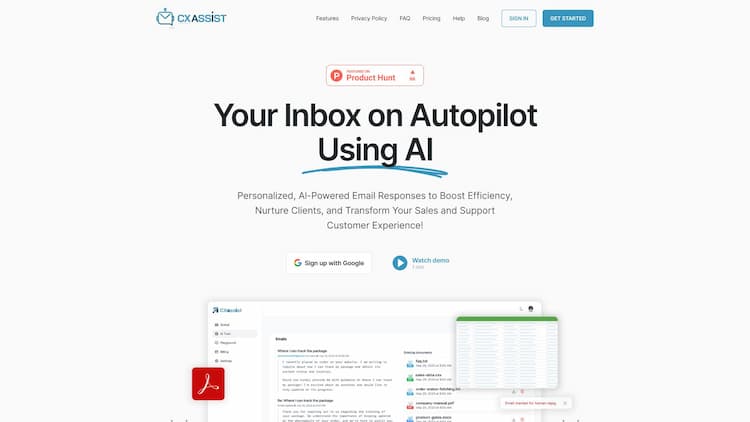 CXassist Personalized, Al-Powered Email Responses to Boost Efficiency, Nurture Clients, and Transform Your Customer Experience!