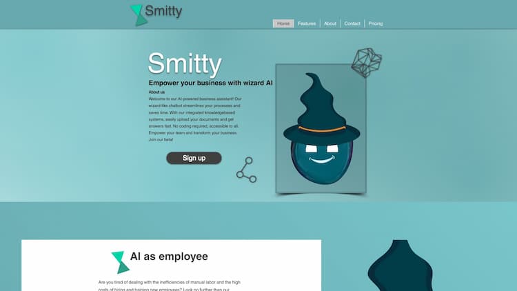 Smitty AI Welcome to our AI chatbot that connects your knowledge base to give instant 
answers to your employees.