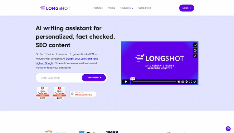 LongShot An AI-powered writing assistant designed to assist in the creation of search engine optimized (SEO) blogs.